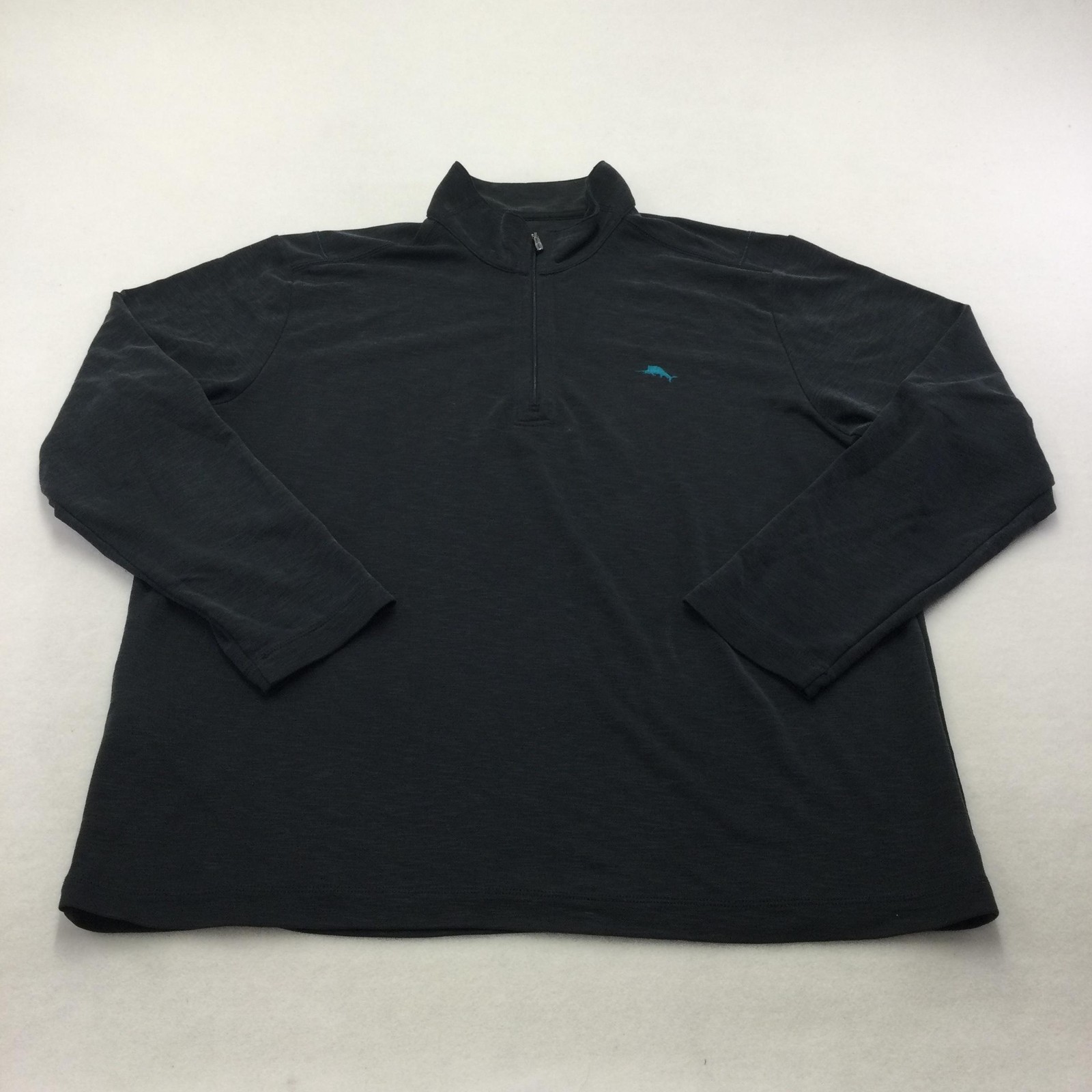 Tommy Bahama Pullover Mens XL Gray 1/4 Zip Mock Neck Tagless Logo Shirt Casual gallery