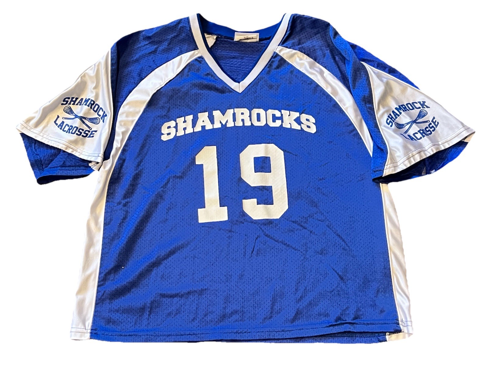Teamwork Athletic Blue Mens Large Shamrocks #19 Mesh Lacrosse Practice Jersey gallery