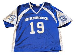 Teamwork Athletic Blue Mens Large Shamrocks #19 Mesh Lacrosse Practice Jersey