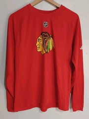 Adidas Chicago Blackhawks T-Shirt Mens Sz M Red Long Sleeve Climalite Stretch L4
