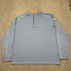 Tasc Performance 1/4 Zip Pullover Mens L Blue Orange Organic Cotton Bamboo