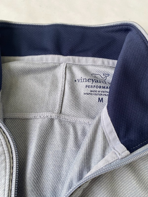 Vineyard Vines 1/2 Zip Long Sleeve Active Shirt - Silver Gray Pocket - Mens M gallery