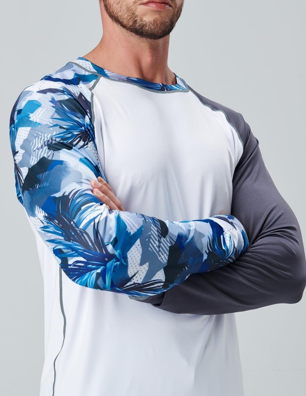 2 Pack Men's UPF 50+ Long Sleeve Swim Shirt Loose Fit Quick Dry Rash Guard gallery