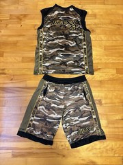 Vintage Karl Kani #23 Camo Basketball Shorts Jersey Set M-L Sports Preowned Read