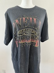 O’neill Retro Graphic Shirt Size L Large Adult Gray Tee 50/50 FIRST IN LAST OUT