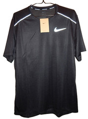 Nike Dri-Fit Miler Men’s Running Shirt Size L AJ7565-010 Black