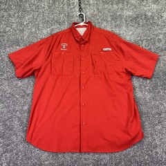 Columbia Shirt Mens XL Red PFG Omni-Shade Short Sleeve Champions Golf Club