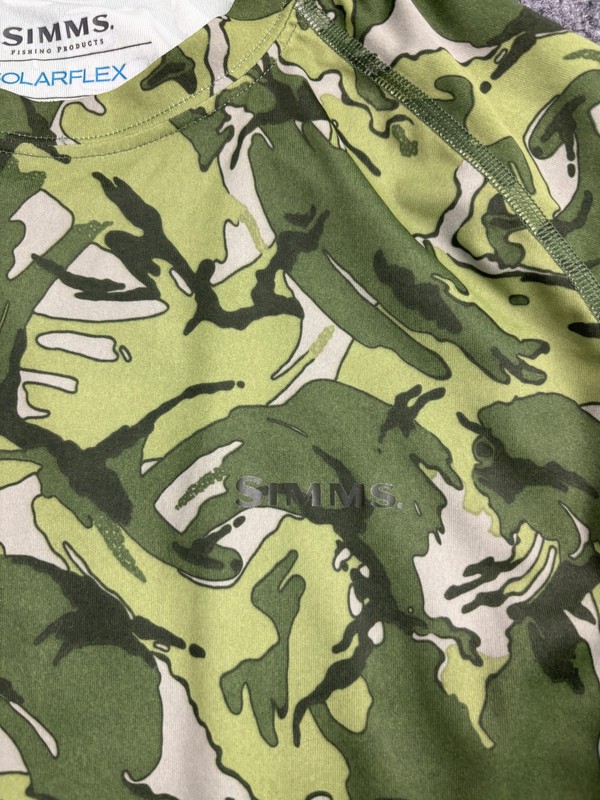 Simms Shirt Mens Medium Green Camo SolarFlex UPF 50 Long Sleeve Sun Fishing gallery