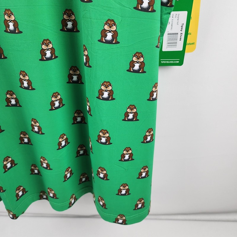 Tipsy Elves Shirt Men 3XL Multicolor Green Groundhog Golpher S/S Golf Polo NWT gallery