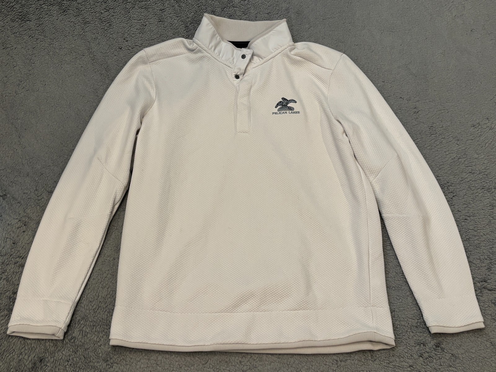 Under Armour Golf Sweatshirt Mens Large Coldgear 1/4 Snap Button Pullover Cream gallery