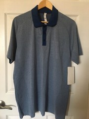 NWT Lululemon Metal Vent Tech Polo, XL, Two Toned Heathered Blue/Dark Blue