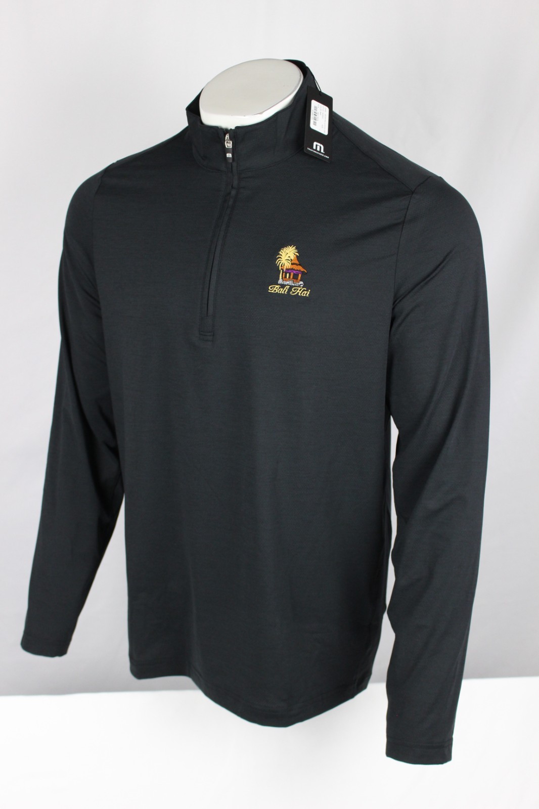 Travis Mathew Men's Heater Pro 1/4 Zip Pullover Bali Hai Golf Las Vegas Black gallery