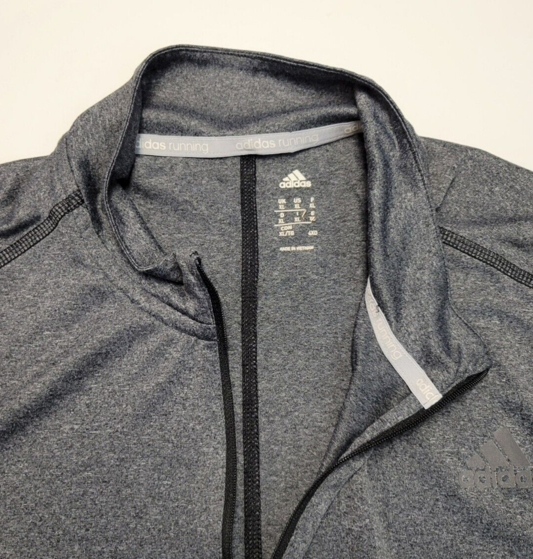 Adidas Quarter Zip Pullover Men's XL X-LARGE Silver Gray CLIMALITE Running Gym gallery