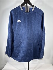 ADIDAS BASEBALL Long Sleeve Heather Blue Gray Athletic Pull Over Men Large
