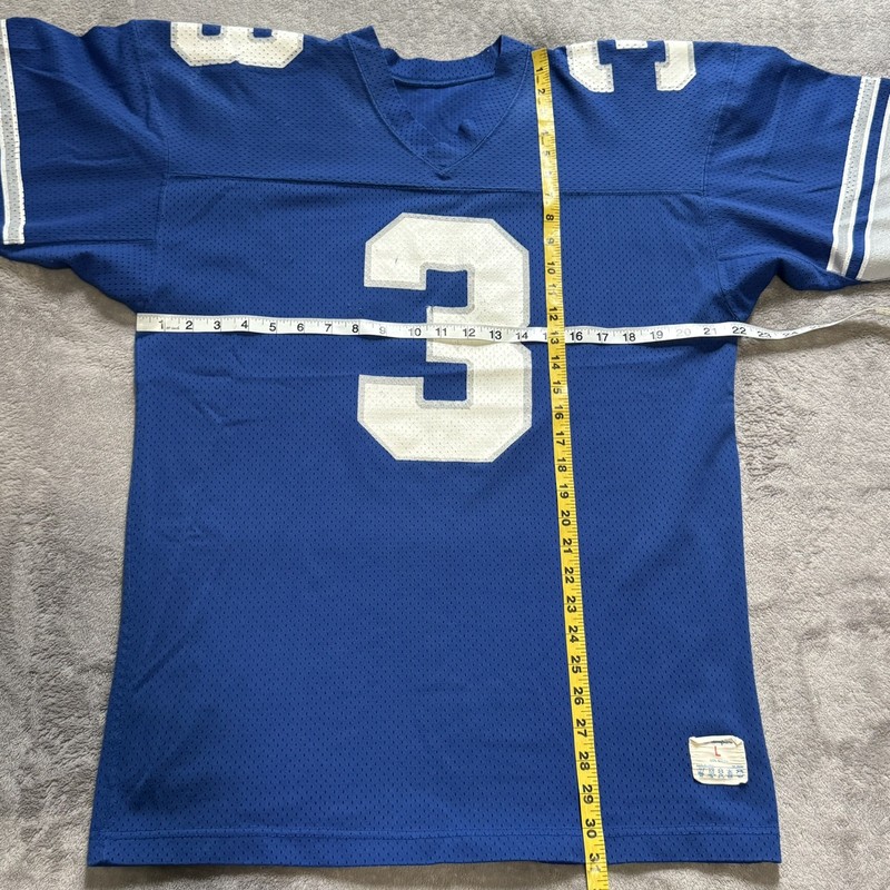Vintage Champion # 3 Blue Football Jersey Size Large Made USA 70s 80s gallery