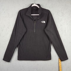 The North Face Pullover Mens Medium Gray Knit Zip Fleece Pockets Logo Outdoors