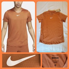 New MED Nike Court Dri-Fit Advantage Tennis Top Shirt Orange Slim DR6548-246 Men