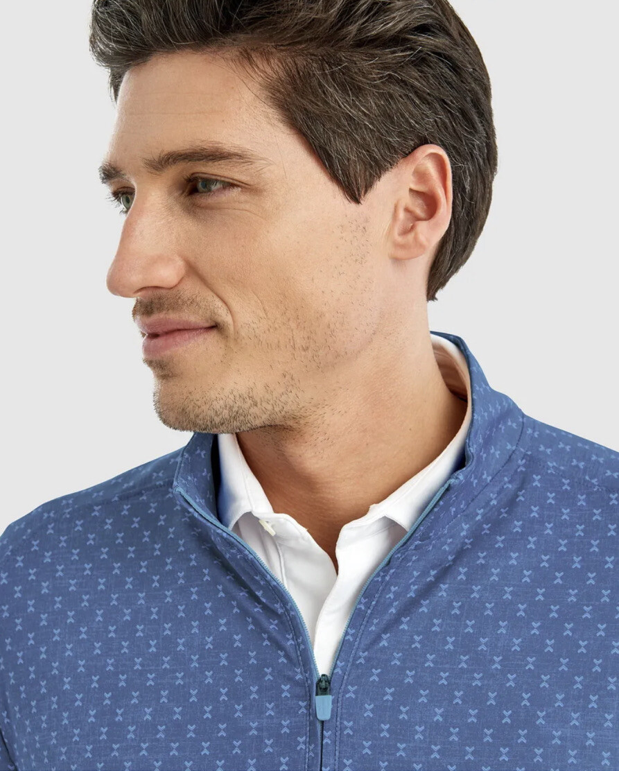 johnnie-O Rizzo Performance 1/4 Zip Pullover Lake Blue Size M $128 NEW! gallery