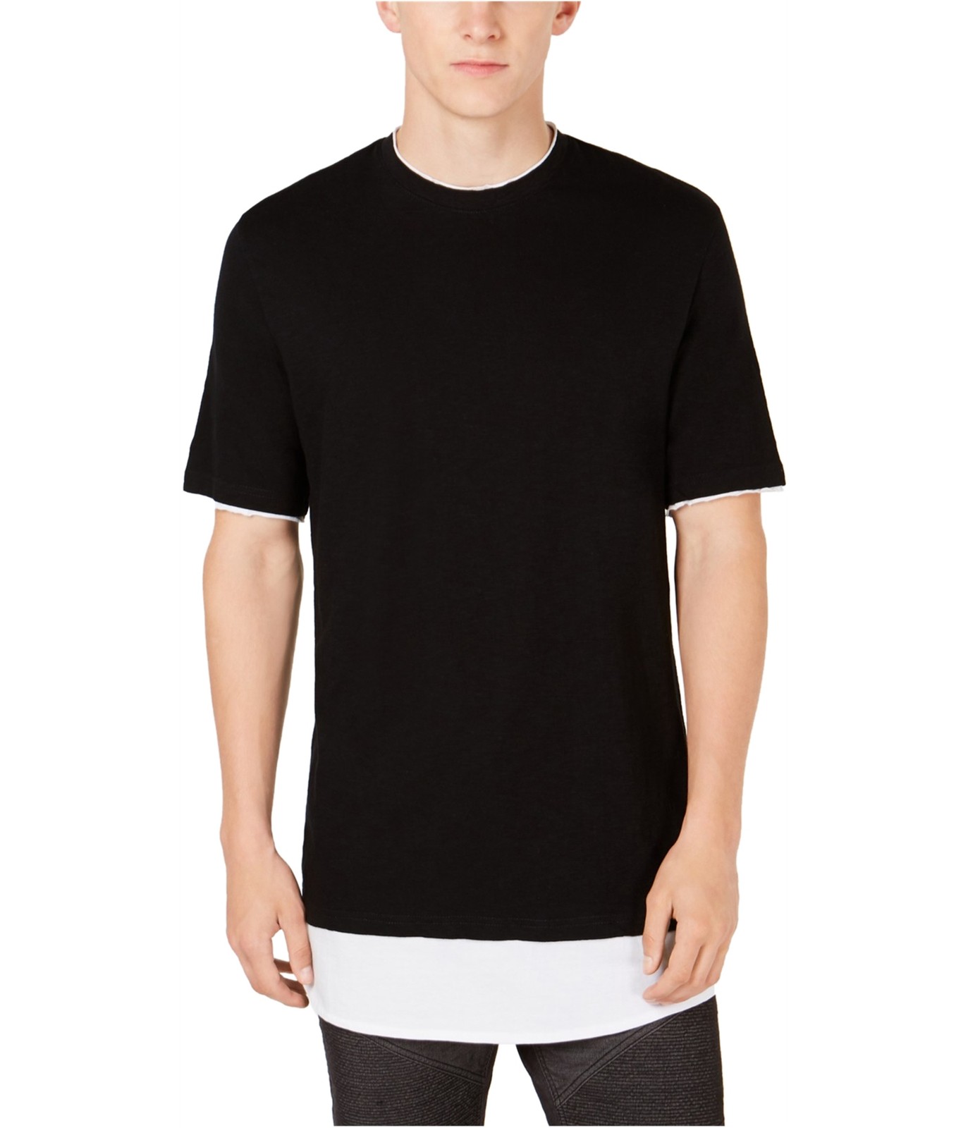 I.N.C Mens Colorblocked Basic T-Shirt, deepblack, XL gallery