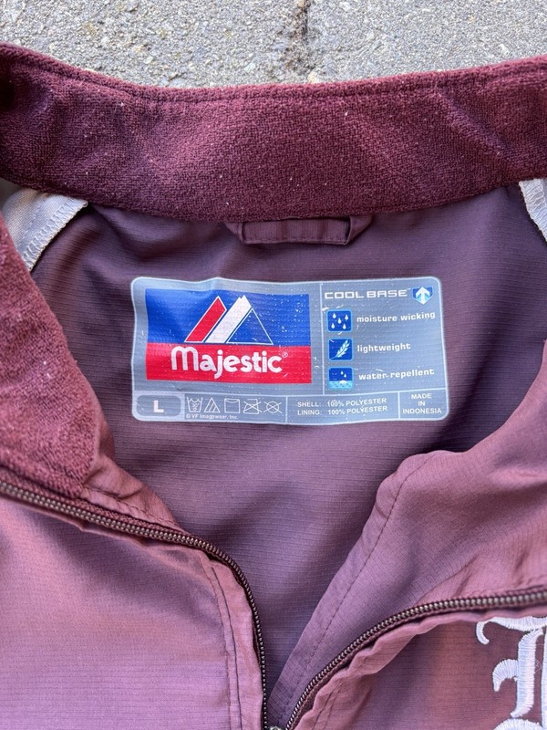 Majestic Cool Base Men's L Maroon/Gray Colorblock 1/4 Zip Pullover Jacket gallery