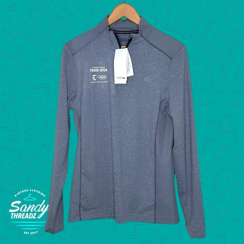 Lacoste Sport Ultra Dry Golf 1/4 Quarter Zip Pullover Men's Small NWT Olympics gallery