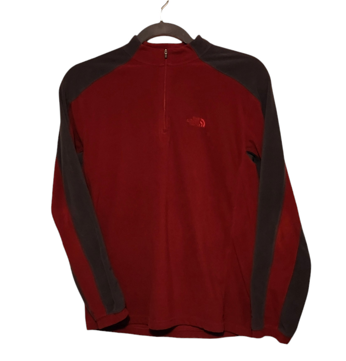 The North Face 1/4 Zip Fleece Top Lightweight Red w/ Gray Mens Size Medium gallery