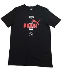 PUMA Teens L Cotton Black Short Sleeve Round Neck Graphic Logo Basic T-Shirt