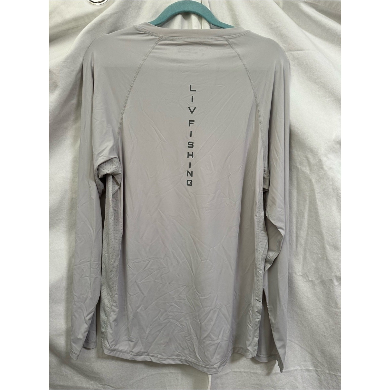 LIV FISHING Men’s Light Gray Long Sleeve Performance Sunshirt with Logo Size L gallery