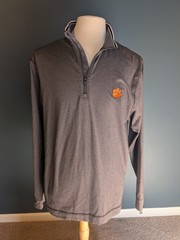 Cutter & Buck Mens CB Drytec 1/4 Zip Pullover Large Dark Gray 50+ UPF Clemson