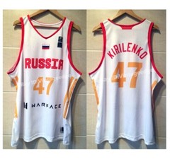 Retro Kirilenko #47 Team Russia AK 47 Hip Hop Workout Streetball Gym Shirts