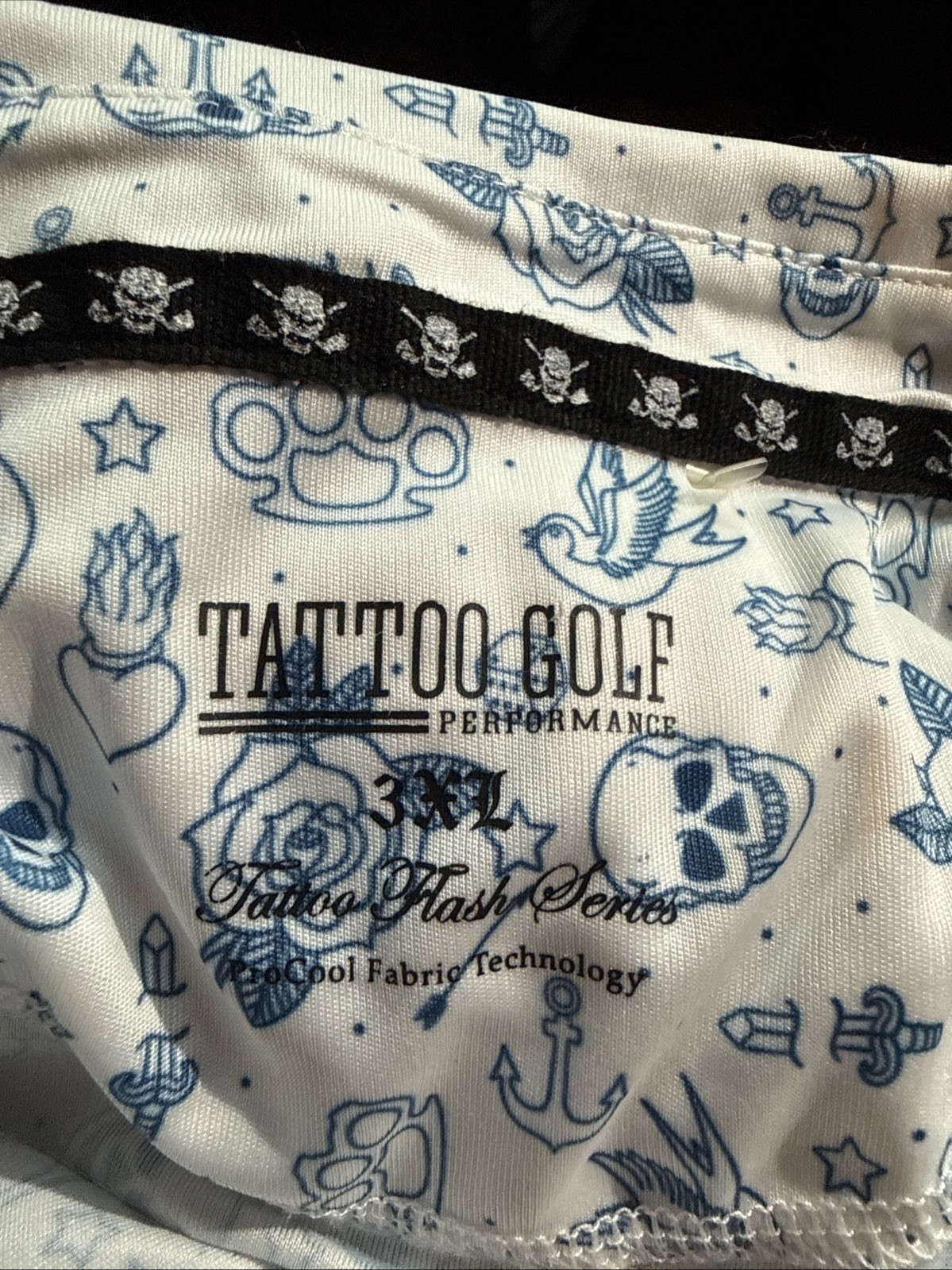 Tattoo Golf Performance Polo Blue - White Flash Series Performance SKULL 3XL gallery