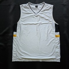 Vtg 90s NIKE Men’s XL CENTER SWOOSH Tank Top SATIN Polyester White Yellow Black
