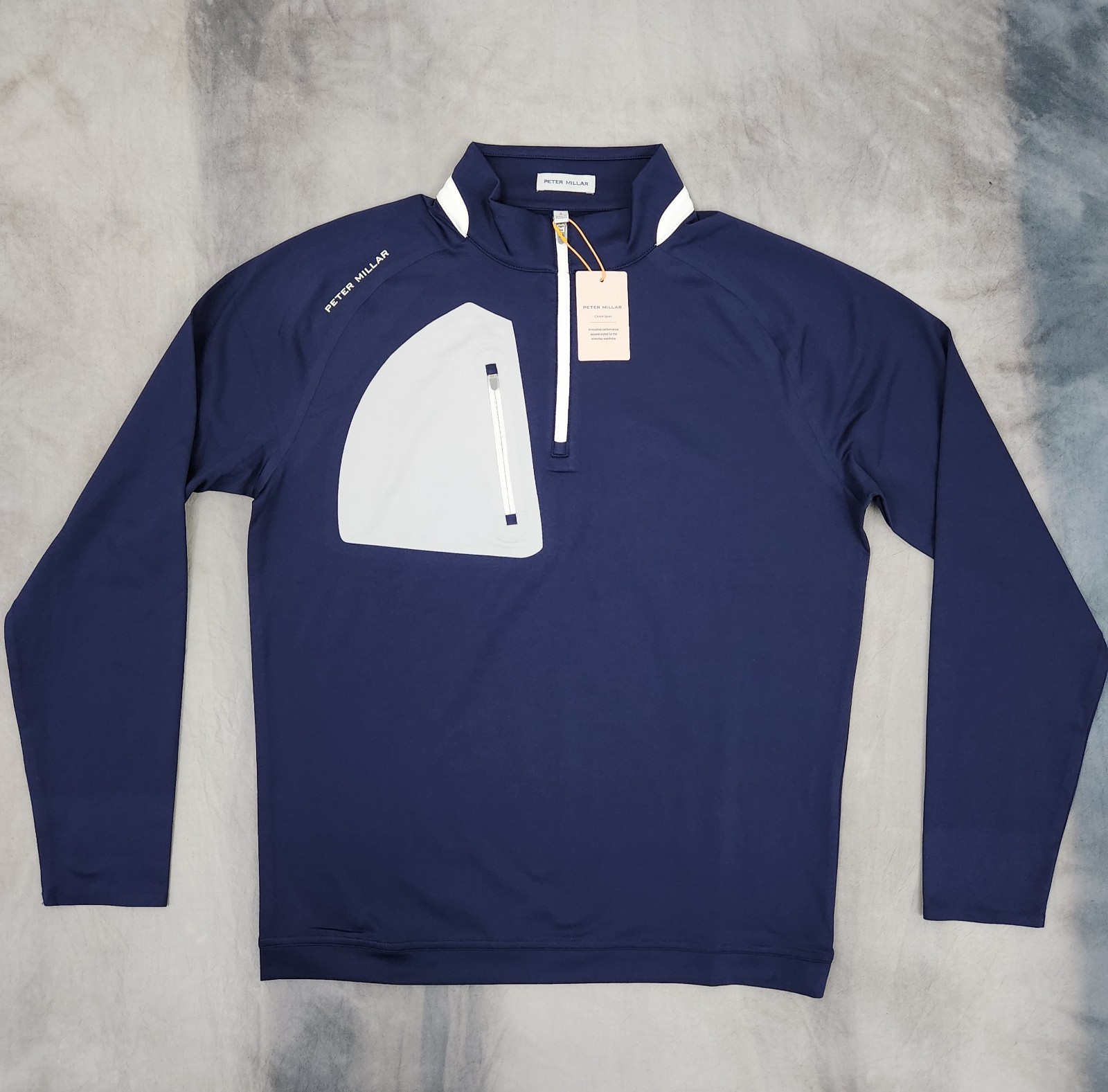 Peter Millar Verge Performance Quarter-Zip Navy Men's Size Small New gallery