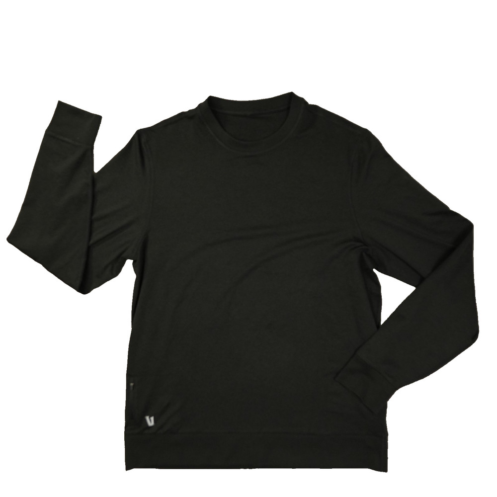 Vuori Ponto Performance Crew Mens Large Black Long Sleeve Gym Run Yoga Soft V224