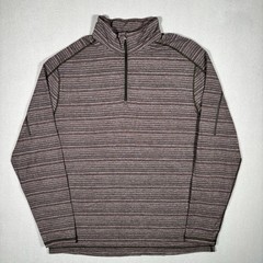 Lululemon Surge Warm 1/2 Zip Sweater Mens Medium Polar Night Stripe Green Cherry