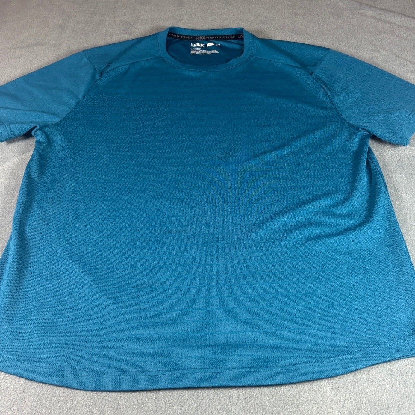 MSX by Michael Strahan Mens Teal Blue Short Sleeve Active Performance T-Shirt L gallery