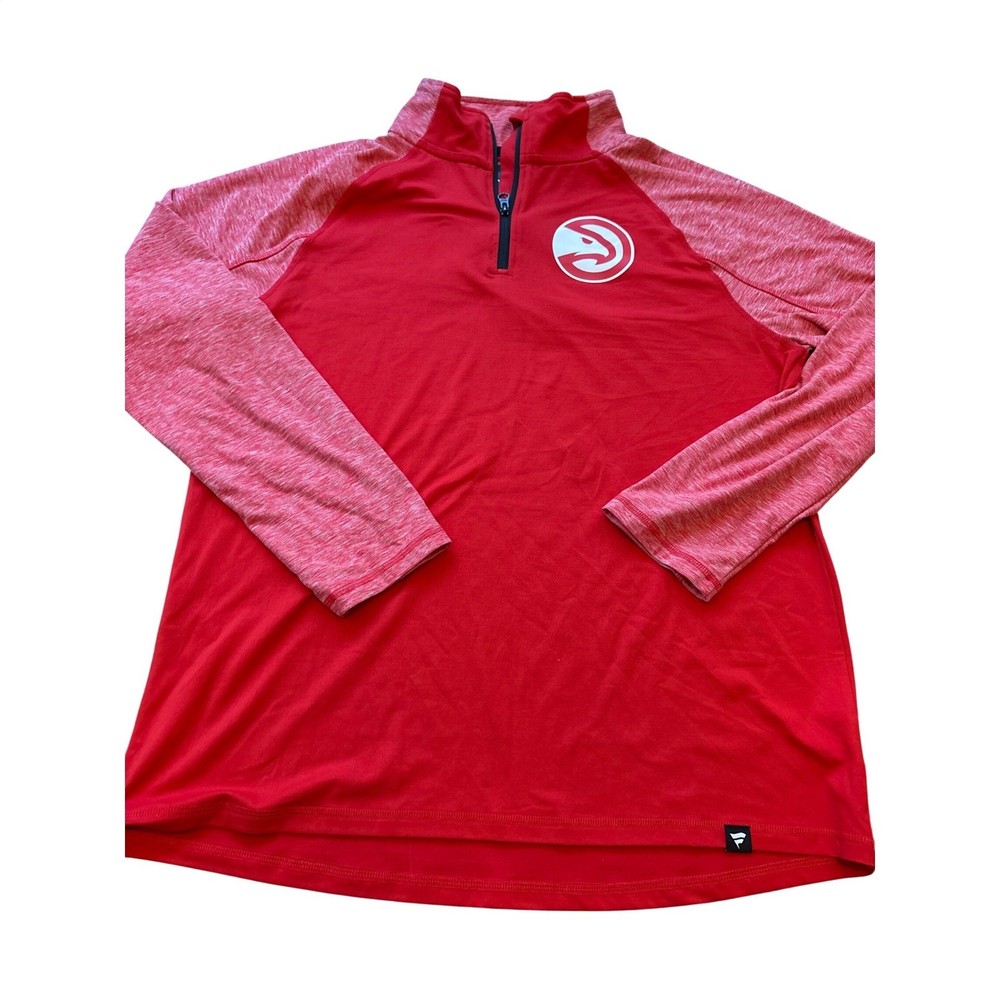 Fanatics Atlanta Hawks Red Pullover 1/4 Zip Performance Shirt Mens XL NBA