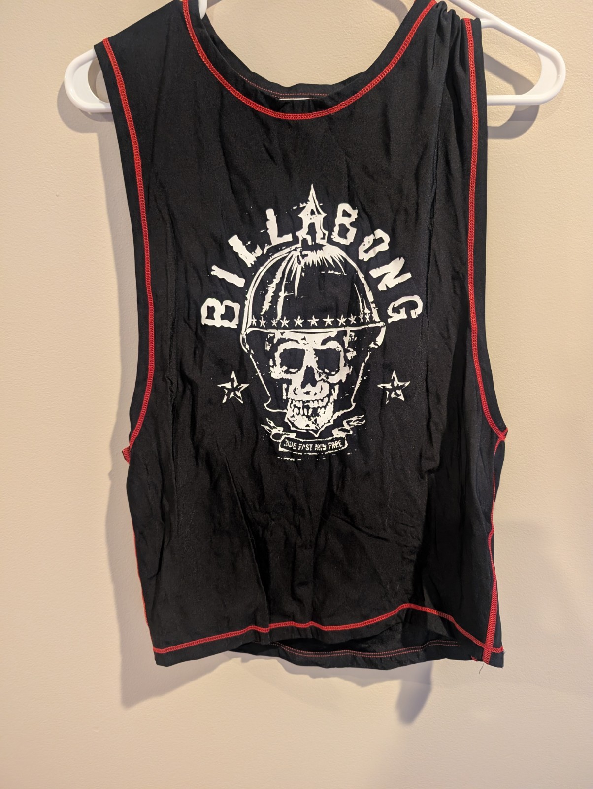 Billabong Large Tank Jersey Black Skull Helmet Flame Spf 50 Grunge Skater Y2k gallery