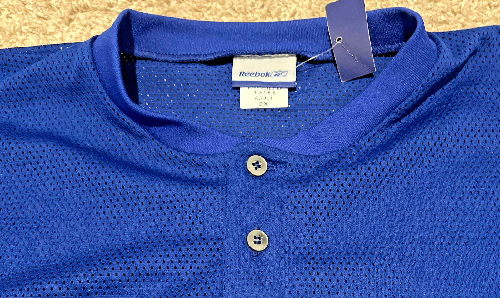 Vintage Reebok Baseball Jersey Mens XXL Henley NWT Blue Blank Customizable Y2K gallery