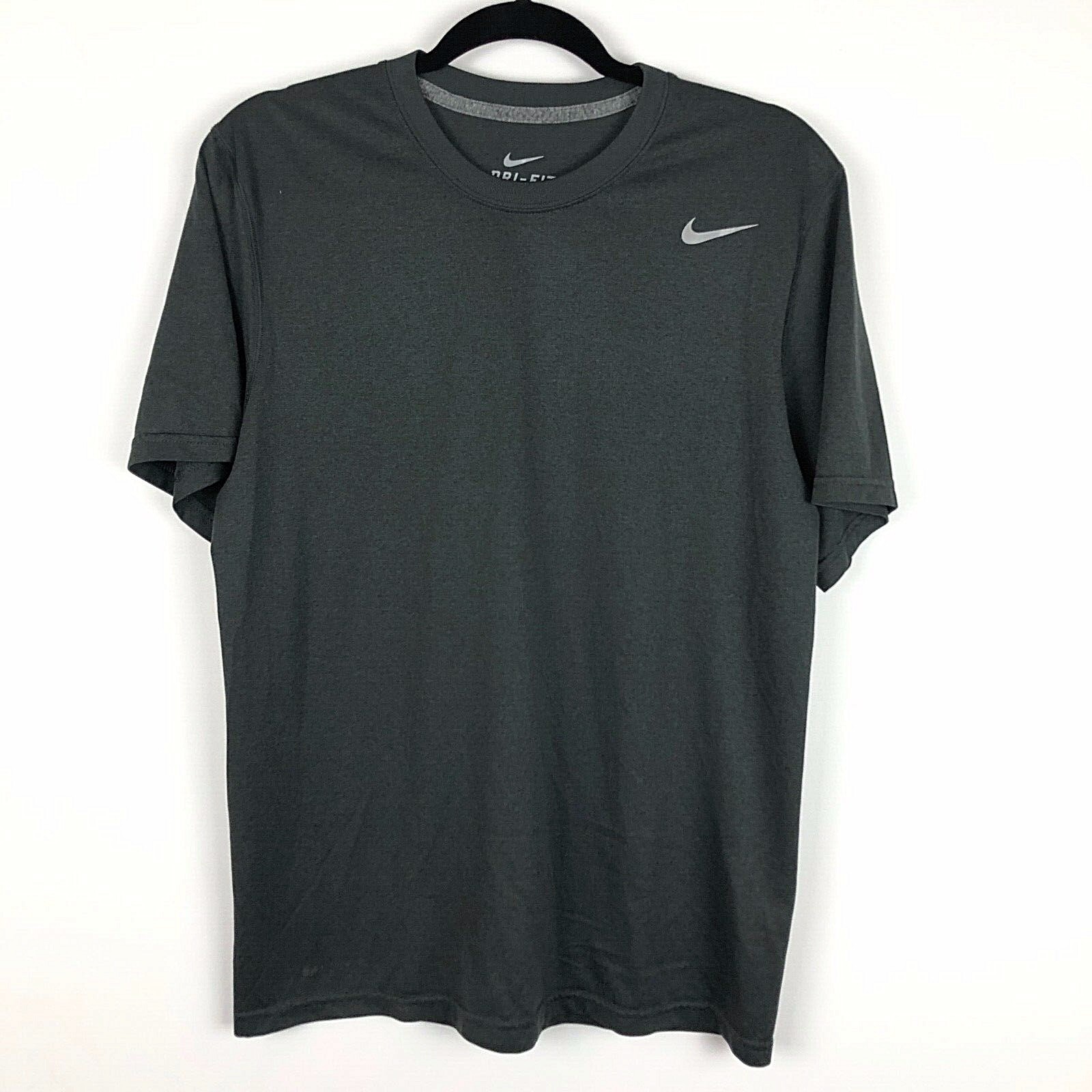 Nike Dri Fit Mens Solid Dark Gray T Shirt Athletic Workout Tee Sz M Medium gallery