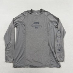 AFTCO Shirt Mens Small Gray Long Sleeve AFTECH Performance Fishing Sun Top