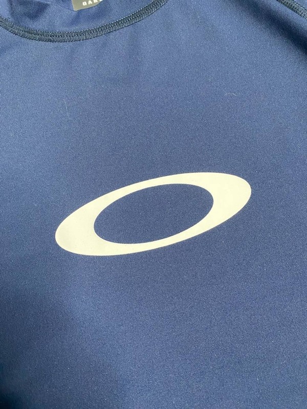Oakley Men's Thermal Performance Shirt Navy Blue Short Sleeve Athletic Top gallery