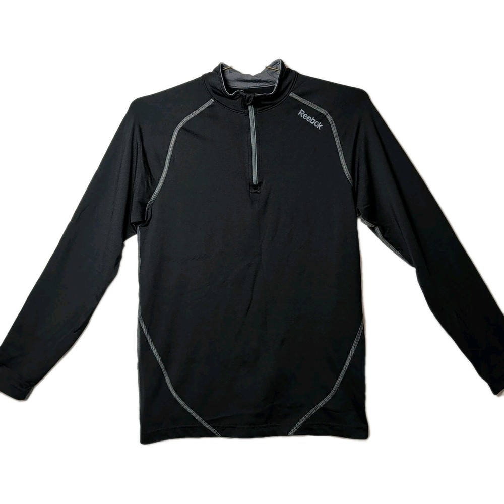 Reebok 1/4 Zip Black Play Warm Activewear Shirt Men's Size S Pullover Slick