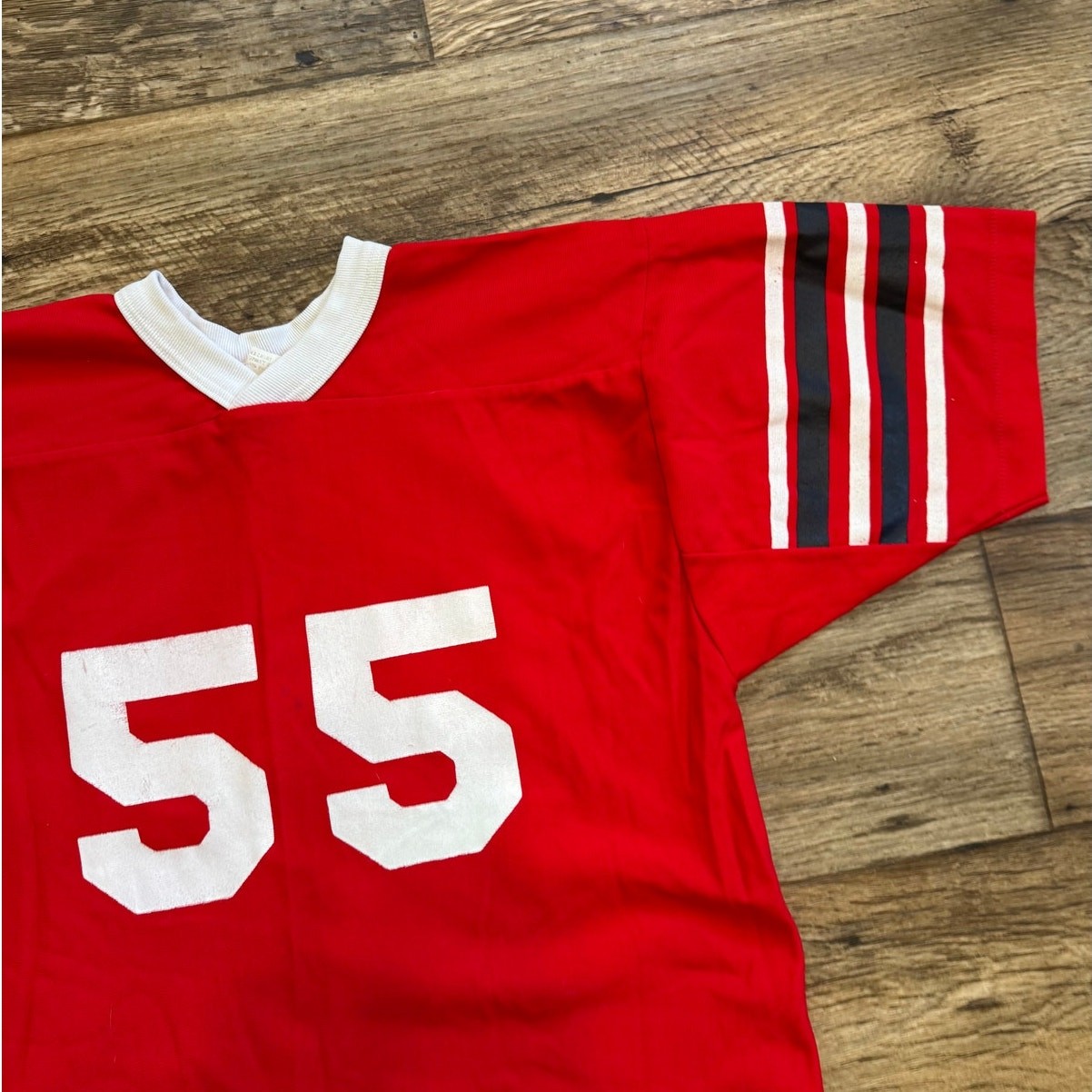 Vintage 80s Red #55 All Nylon High School Jersey gallery