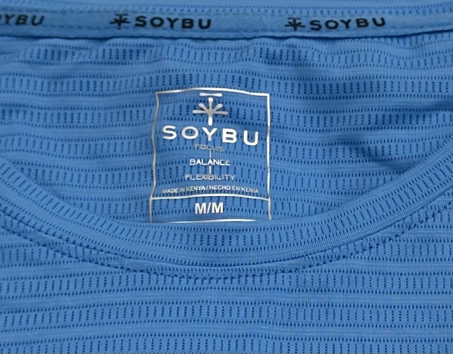 Soybu Men's One-Piece 4-Way Stretch Moisture Wicking Active Tee, Blue, Size M gallery