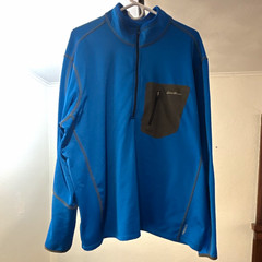 Eddie Bauer Active Men’s 2XL Blue 1/4 Zip Mock Neck Stretch Pullover Pockets