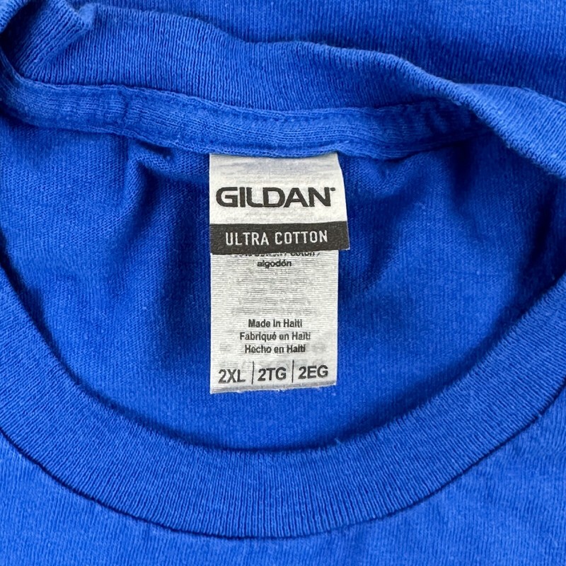 Gildan Ultra Cotton Tshirt Men Blue 2XL College Ready Believe gallery