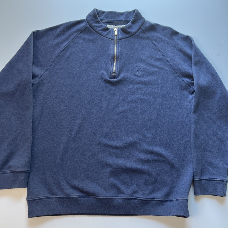 Holderness & Bourne 1/4 Zip Pullover Sweater Men's XL Blue Oakmont Squirrel Logo gallery