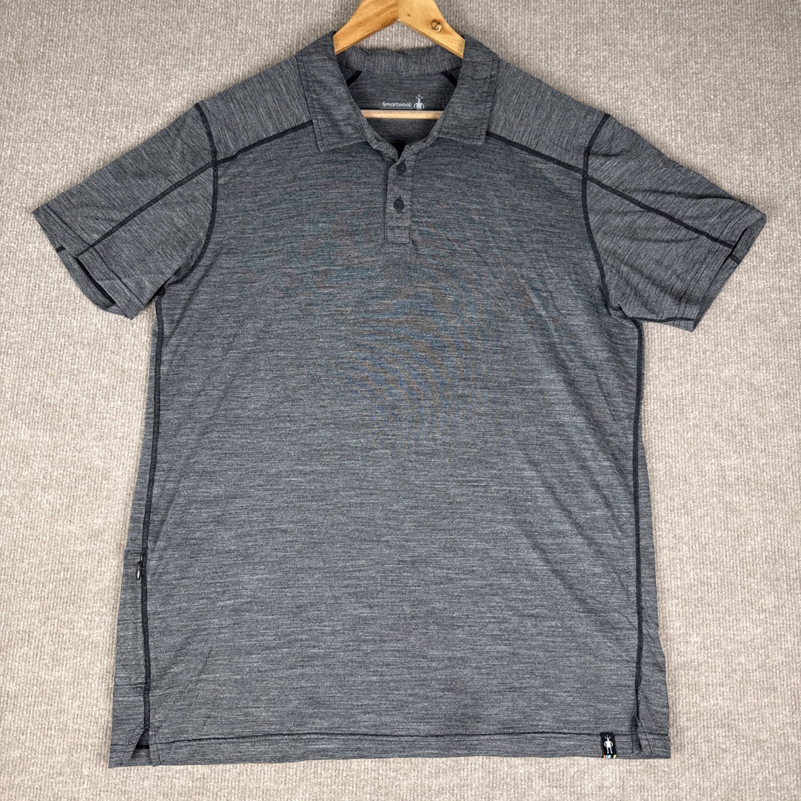 Smartwool Merino Wool Blend Athletic Polo Heather Gray Mens L gallery