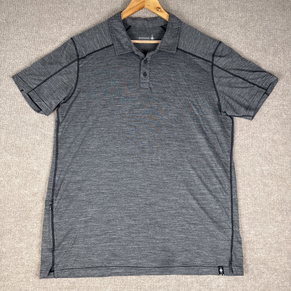 Smartwool Merino Wool Blend Athletic Polo Heather Gray Mens L